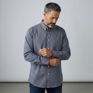 CREMIEUX - MEN’S SIZE XL BLUE & GRAY PLAID BUTTON DOWN SHIRT.  QUALITY BRAND B21